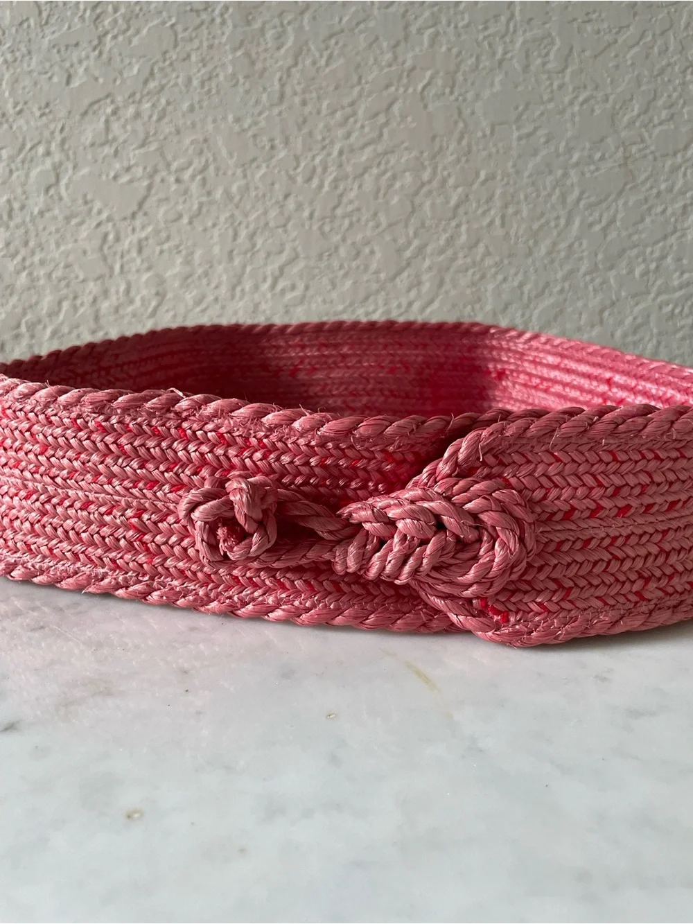 Vintage Dusty Rose Woven Straw Knotted Waist Belt 27